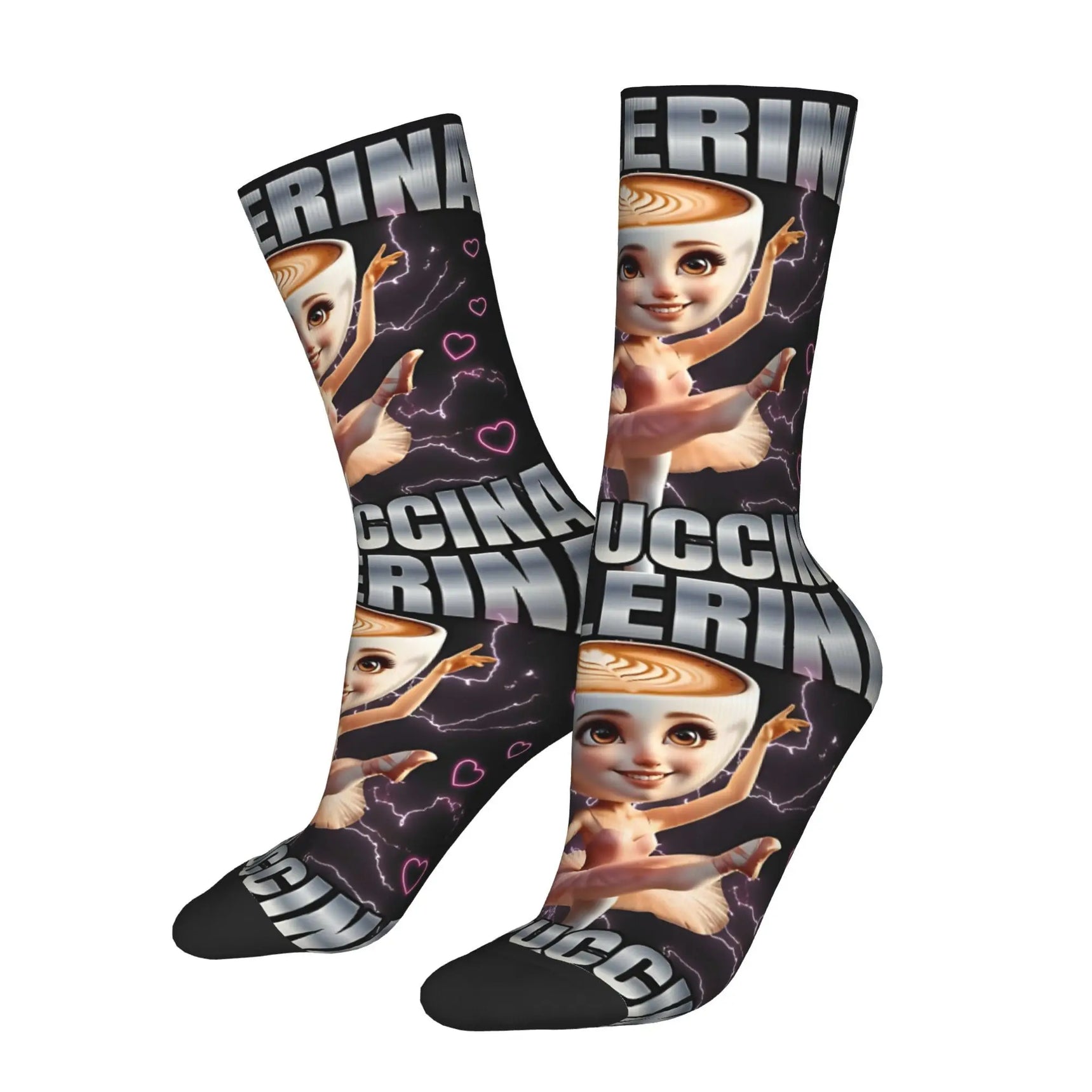 Funny Happy Men's Socks Ballerina Italian Brainrot Vintage Harajuku  Hip Hop Seamless Crew Sock Gift Pattern Printed