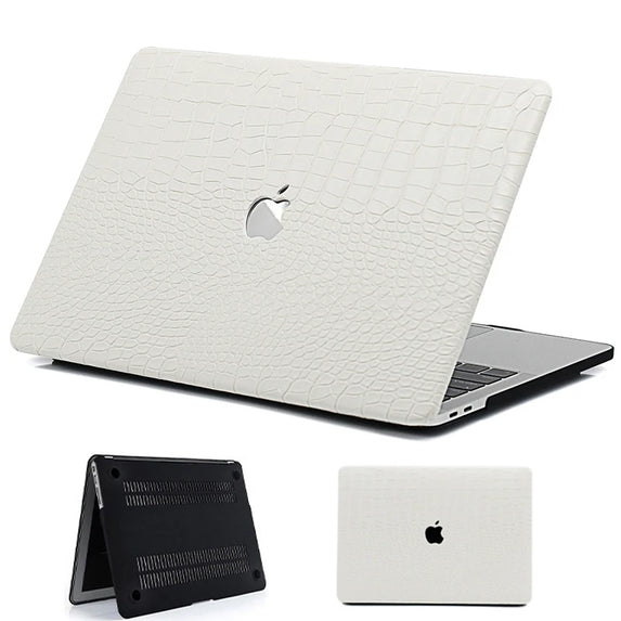 Laptop Case for Macbook Air 13.6 M2 A2681 White Crocodile Leather Plastic Hard Cover for Macbook Air 13 2337 A1932 2179 Pro 13
