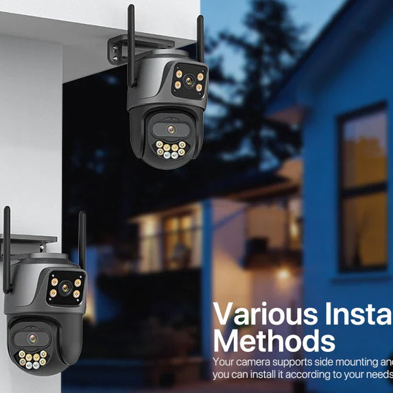 External Wifi PTZ Camera Dual Lens 4K 8MP HD Outdoor IP Camera 4MP Auto Tracking Security Protection CCTV Surveillance iCsee P2P