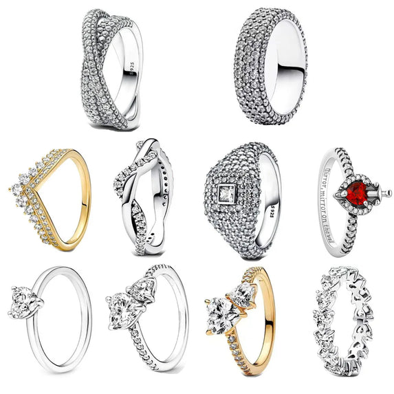 925 Sterling Silver Size 6 7 8 9 Jewelry White Heart Stone Ring Ring For Women Party Wedding Fashion European