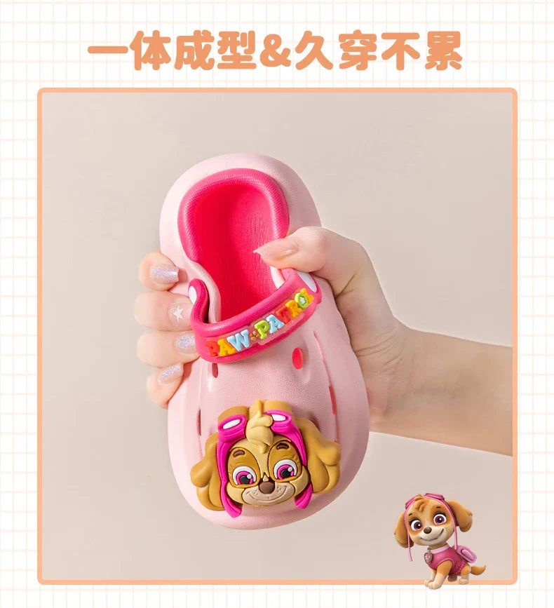 PAW PATROL Kids' Garden Shoes Boy and Girl Indoor Non-slip Soft Sole Slippers Breathable Deodorant Cute Cartoon Bow-Top Sandals
