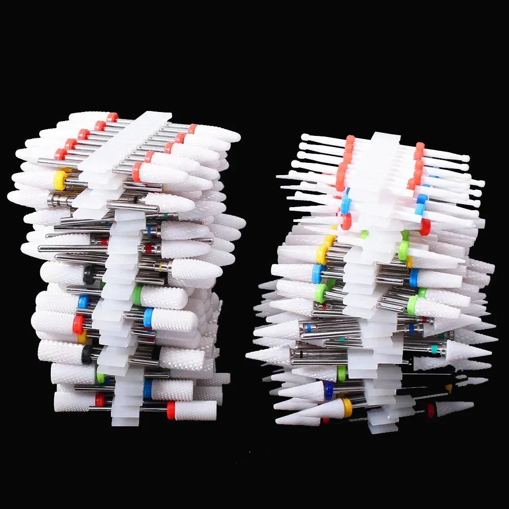 10pcs Ceramic Nail Drill Bits Set Milling Cutter for Manicure Drills Electric Nail Files Cuticle Remove Nail File Art Tools
