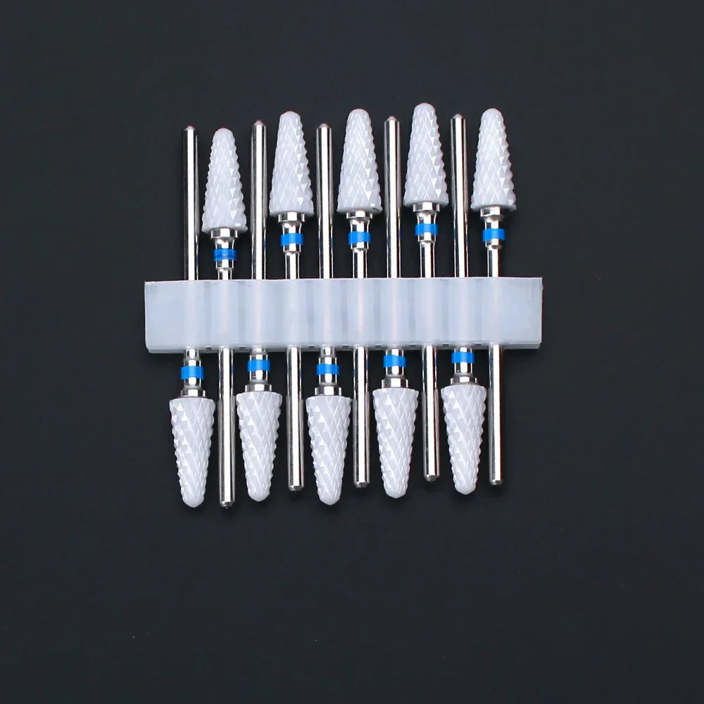 10pcs Ceramic Nail Drill Bits Set Milling Cutter for Manicure Drills Electric Nail Files Cuticle Remove Nail File Art Tools