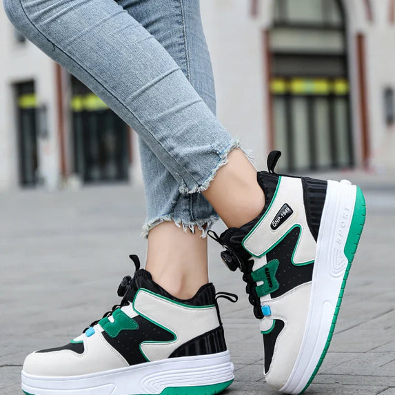 Children Junior Roller Skate Shoes Kids Sneakers with Two Boys Girls Wheels Shoes Running Adult Casual Boys Shoes size 31-42