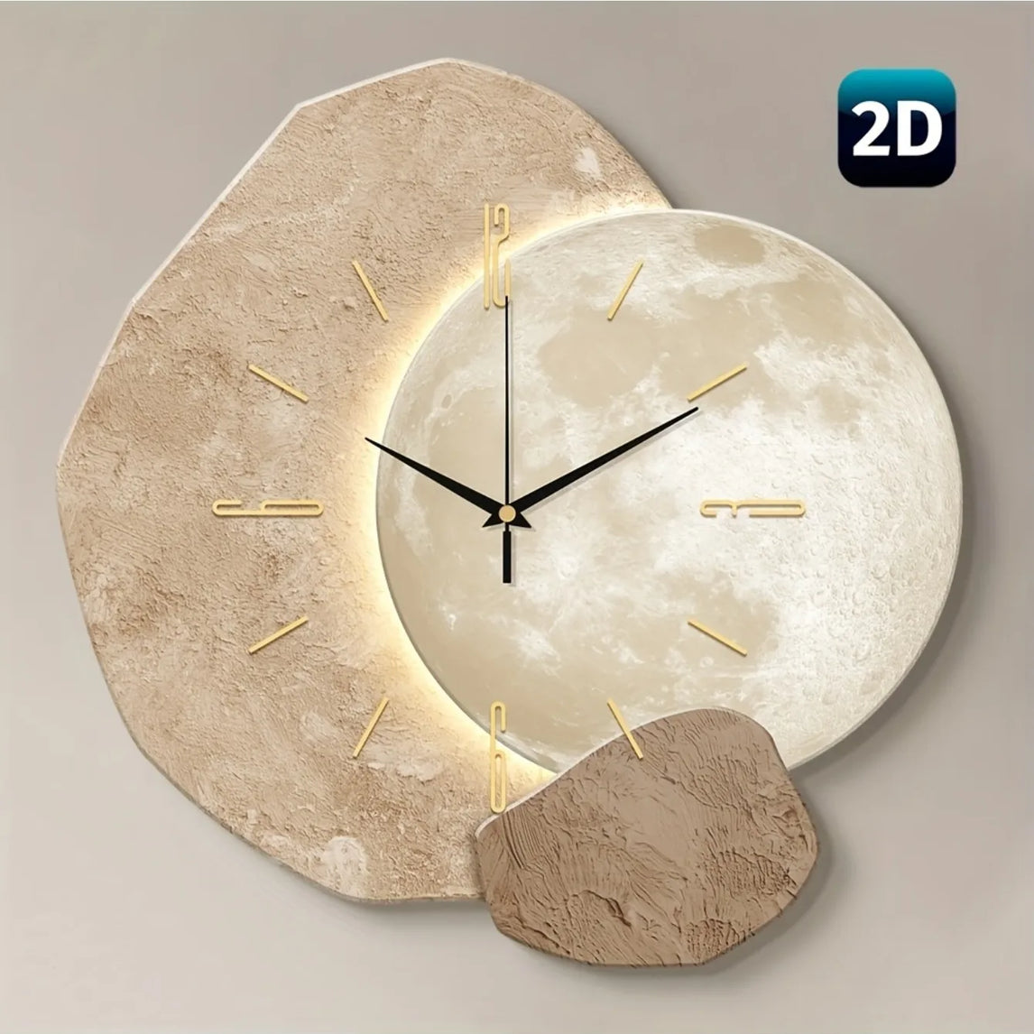 Modern Simple Silent Wall Clock, Moon Phase Design - Quiet Quartz Movement, Wooden Material, Non-Drip Sound, Perfect for Bedroom, Living Room or Office Decoration, Bedroom Wall Clock | Decorative Wall Clock | Wooden Structure