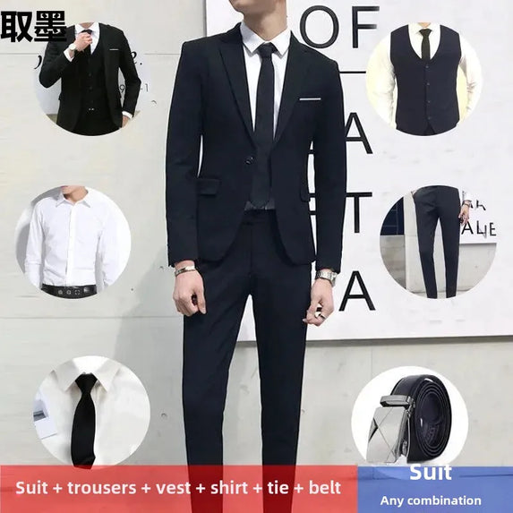 Men's Casual Suit Three-Piece Set Slimming Western-Style Clothes Professional Business Attire For Youth Student Korean Version