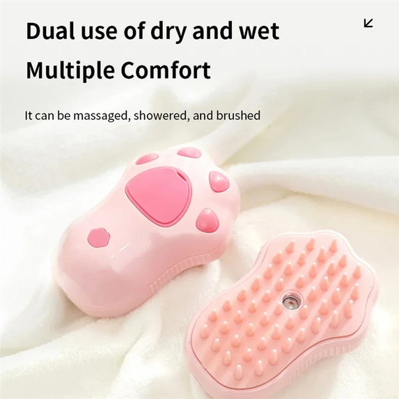 A05I-1 PCS Cat Steamy Brush Dog Massage Comb Built-In Electric Water Spray ABS+TPR Pink