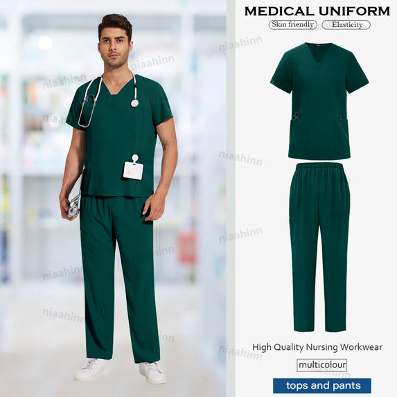 Wholesale Scrubs Uniforms Sets Medical Scrub Stretch Suit Healthcare Nursing Articles Unisex Surgical Uniforms Woman Men Uniform