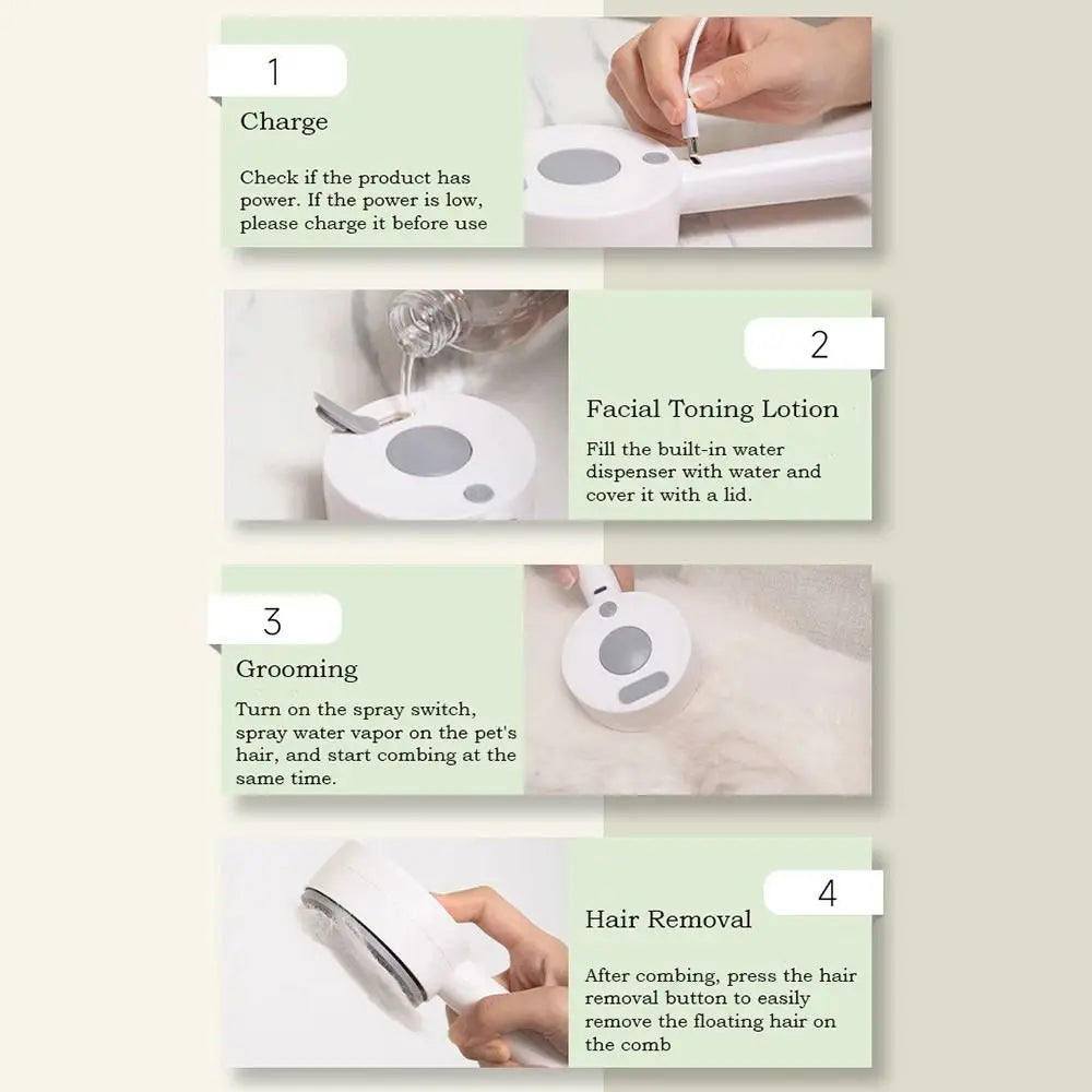 Anti-Static Pet Spray Hair Comb Massaging Demating Cat Steamy Shedding Brush Removes Loose Fur One-click Cleaning Button