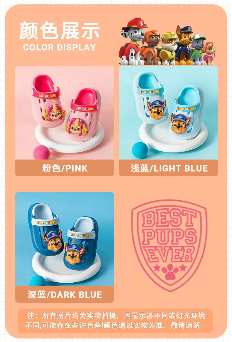 PAW PATROL Kids' Garden Shoes Boy and Girl Indoor Non-slip Soft Sole Slippers Breathable Deodorant Cute Cartoon Bow-Top Sandals