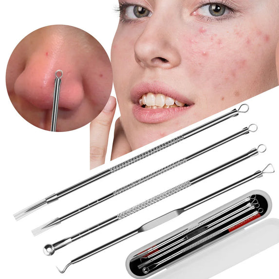 4-Piece Set Acne Needles Blackhead Remover Stainless Steel Needle Squeeze Acne Special Tool Face Pimple Pore Cleaning Skin Care