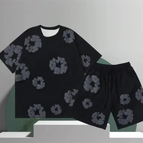 2025 hit casual and fashionable men's set Daily floral printed pattern polyester men's wear