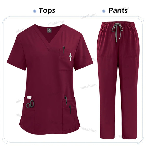 High Quality Medical Clothing for Women Uniform Nurse Lab Coat Unisex Wholesale Tops and Pants Suits Nursing Scrubs Uniforms Set