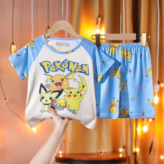 Fashion Kids Clothes Boys Girls Sets Cartoon Home Clothing Set Comfortable Pajamas T-shirt Shorts Suit