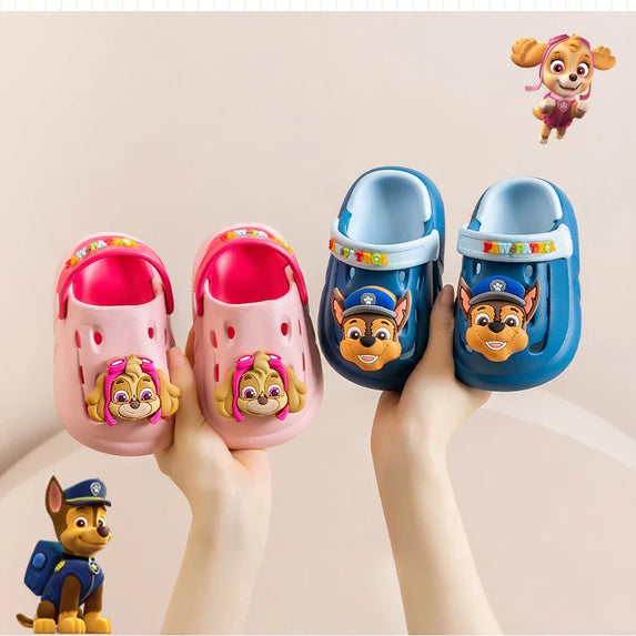 PAW PATROL Kids' Garden Shoes Boy and Girl Indoor Non-slip Soft Sole Slippers Breathable Deodorant Cute Cartoon Bow-Top Sandals