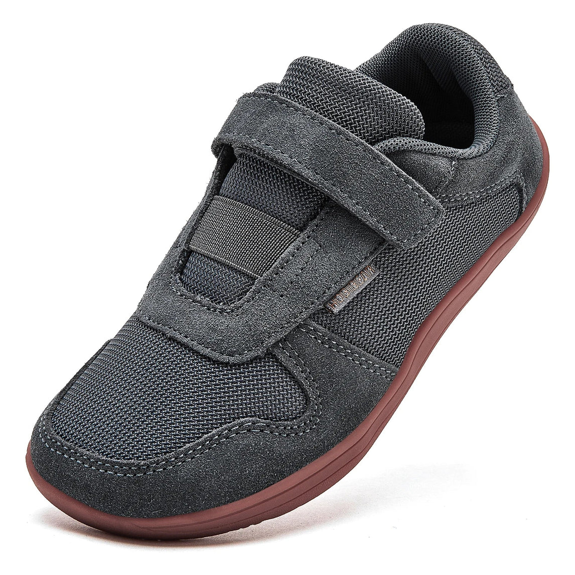 HOBIBEAR Kids Wide Toe Barefoot Shoes Little/Big/Kid Hook Loop Minimalist Sneakers Artificial Leather Mesh Lightweight Shoes