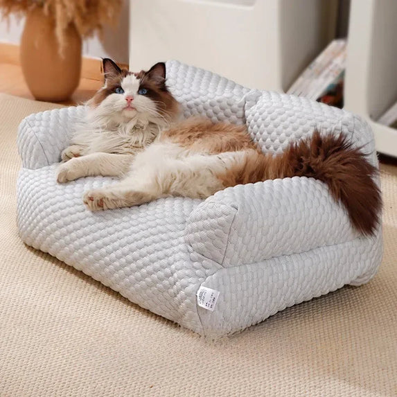 Cat Summer Beds Pet Sofa Dog Nest Removable Washable Waterproof Breathable Ice Silk Soft Cat Bed Small Kitten House