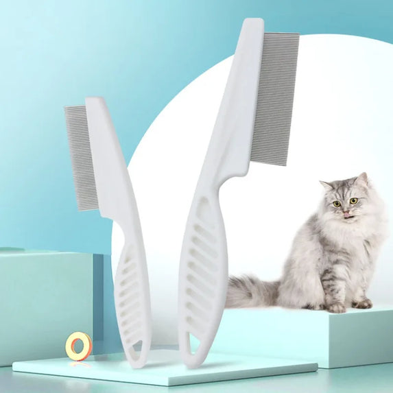 Flea Comb Dog Cat Hair Removal Brush Stainless Steel Dense Teeth Comb Pet Dematting Grooming Cleaning Supplies for Dog and Cat