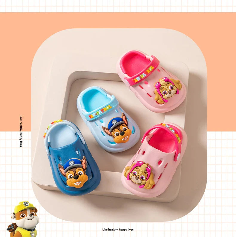 PAW PATROL Kids' Garden Shoes Boy and Girl Indoor Non-slip Soft Sole Slippers Breathable Deodorant Cute Cartoon Bow-Top Sandals