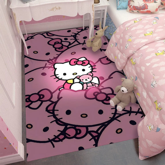 MINISO Sanrio Hello Kitty Cartoon Rug Children Bedroom Room Carpet Home Carpet Full Coffee Table Bedside Living Room Carpet