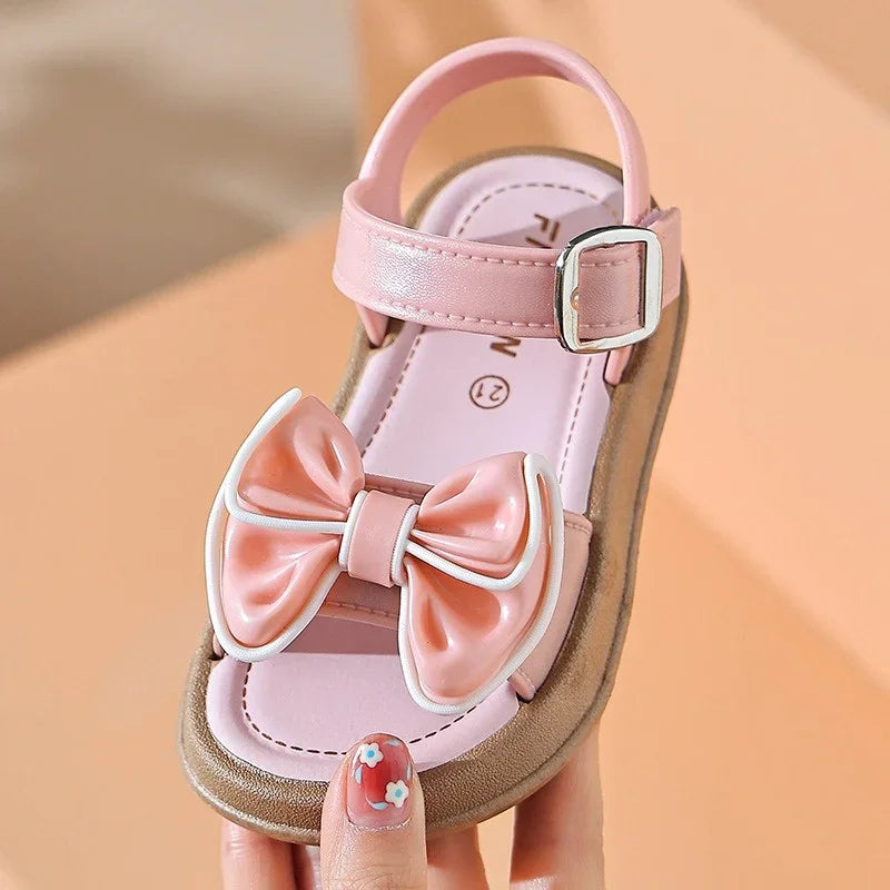 Girls Baby Bow Sandals Summer New Versatile Anti Slip Outdoor Student Princess Sandals Sweet Fashion Summer Kids Beach Sandals