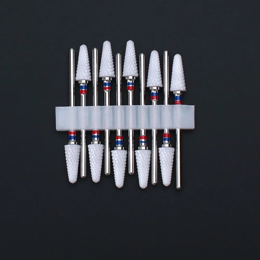 10pcs Ceramic Nail Drill Bits Set Milling Cutter for Manicure Drills Electric Nail Files Cuticle Remove Nail File Art Tools