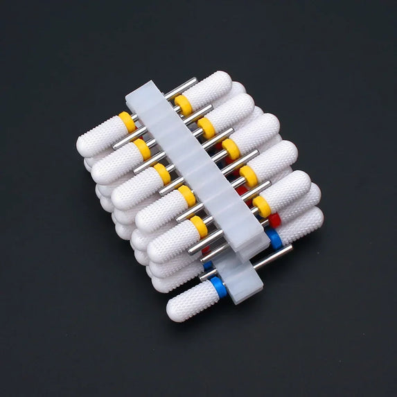 10pcs Ceramic Nail Drill Bits Set Milling Cutter for Manicure Drills Electric Nail Files Cuticle Remove Nail File Art Tools