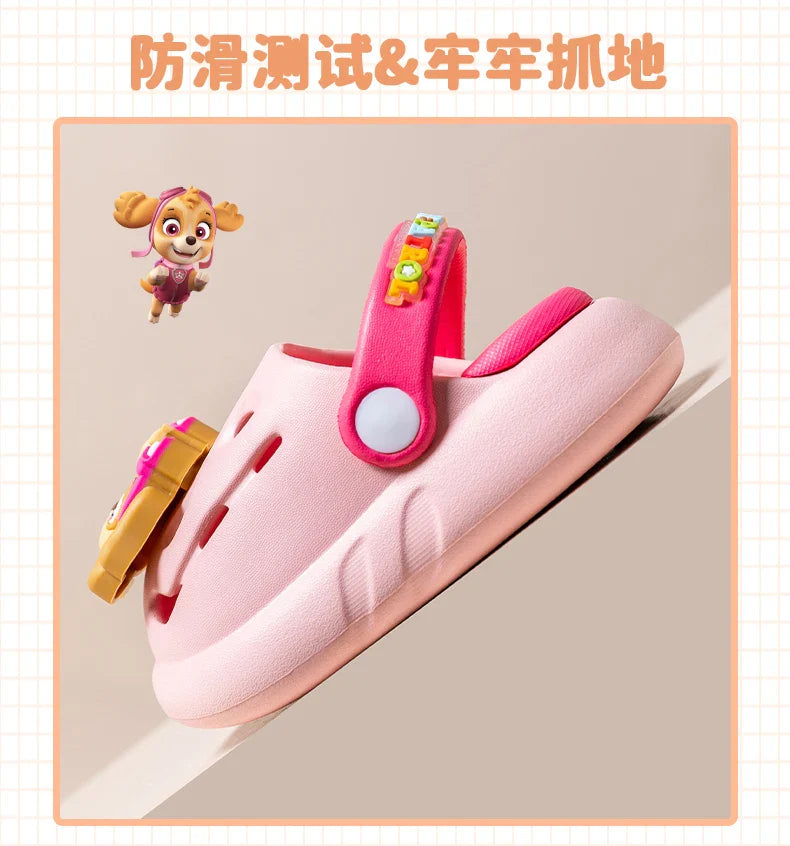 PAW PATROL Kids' Garden Shoes Boy and Girl Indoor Non-slip Soft Sole Slippers Breathable Deodorant Cute Cartoon Bow-Top Sandals