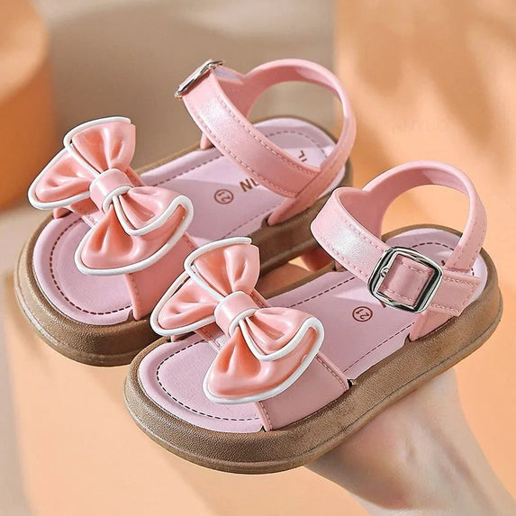 Girls Baby Bow Sandals Summer New Versatile Anti Slip Outdoor Student Princess Sandals Sweet Fashion Summer Kids Beach Sandals