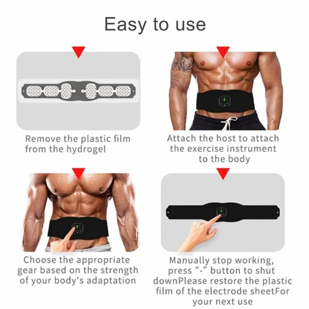 1pcs EMS Eletric Muscle Stimulator Abdominal Trainer 6 Modes Slimming Belt Vibrators Sports Equipment Massager For Body