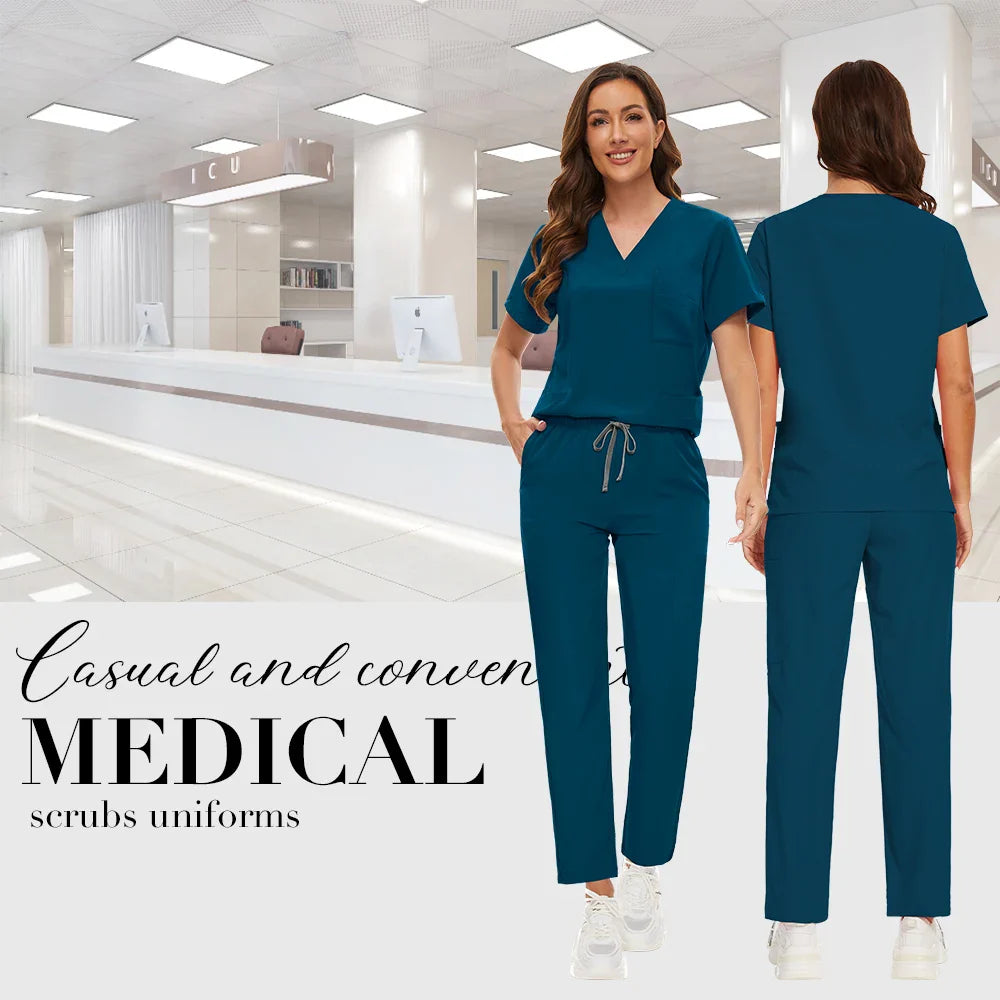 Anti Wrinkle Washable Soft Hospital Uniform Hot Sale Pet Vet Nurse Scrub Set Women Medical Scrubs Sets Women Medical Accessories
