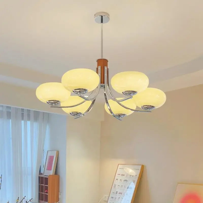 French Chandelier Medieval Bauhaus Glass Suspension Pendant Light Retro Ceiling Lamp Vintage