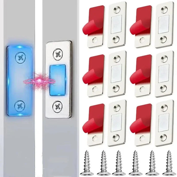 Strong Magnetic Cabinet Catches Ultra-Thin Door Magnets Stops Invisible Adhesive Drawer Magnet Catch for Kitchen Closet Closer