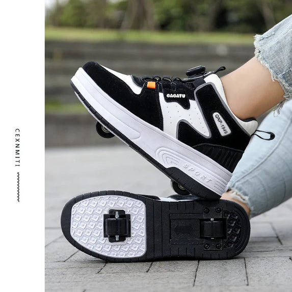 Children Junior Roller Skate Shoes Kids Sneakers with Two Boys Girls Wheels Shoes Running Adult Casual Boys Shoes size 31-42