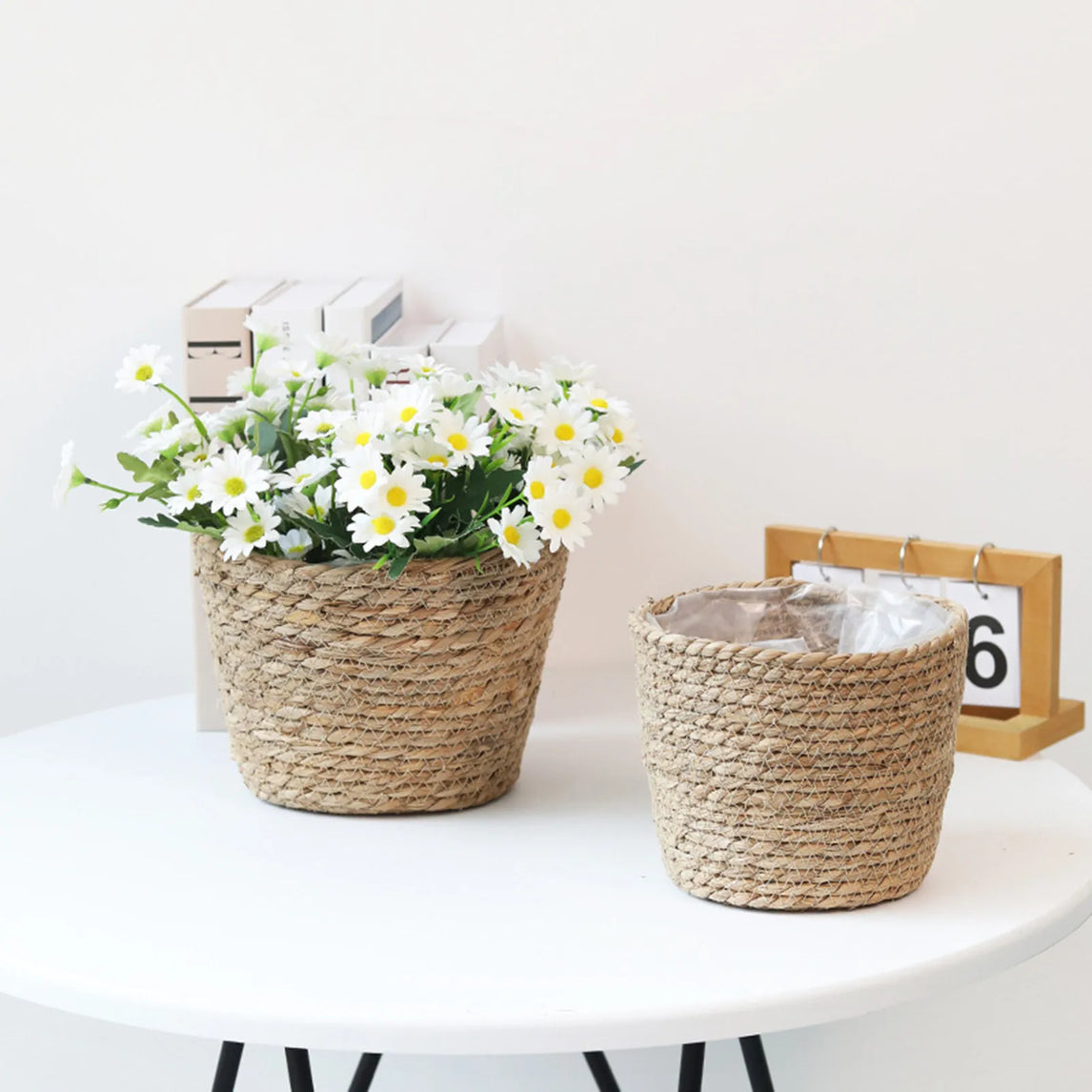 Straw Weaving Flower Plant Pot Basket Grass Planter Basket Indoor Outdoor Flower Pot Cover Plant Containers for Plantable Plants