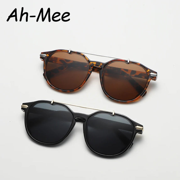 Cycling Fashion Round Sunglasses Women Luxury Brand Designer Double Beam Sun Glasses Men UV400 Black Shades Eyeglasses Gafas