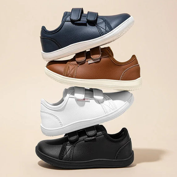 HOBIBEAR Kids Barefoot Shoes Little/Big/Kid Wide Toe Minimalist Sneakers Lightweight Hook Loop Artificial Leather Shoes