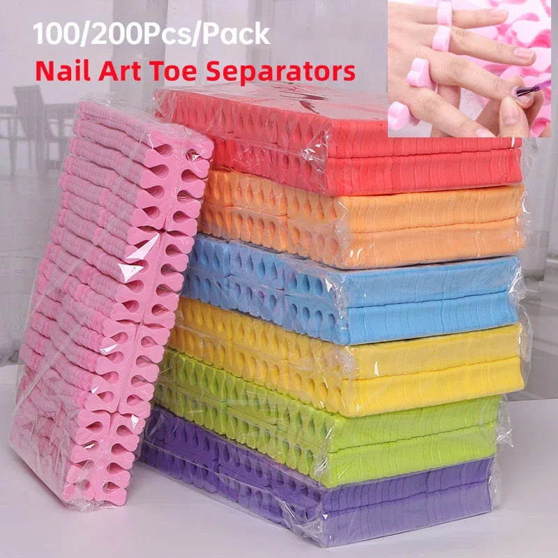 100,200pcs/Pack Nail Art Toe Separators Fingers Foots Sponge Soft UV Gel Polish Beauty Tools Manicure Pedicure Pack Nail Kits