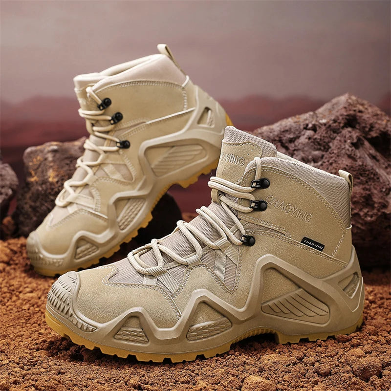 Men Tactical Boots with Straps for Combat Training Waterproof Straps Outdoor Hiking Breathable Shoes Multifunctional Motorcycle