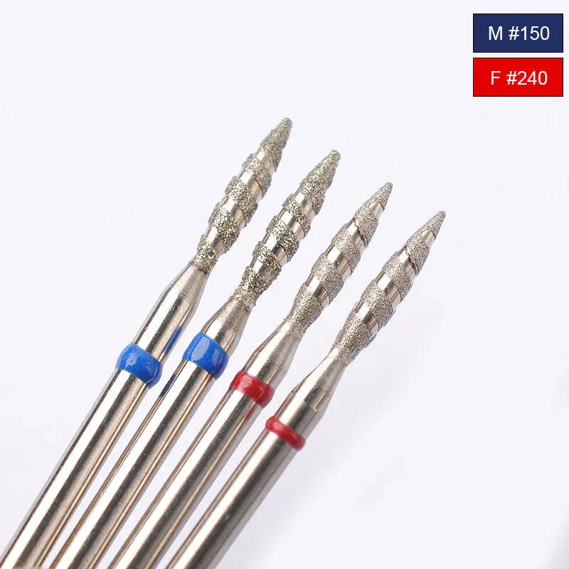 2Pc Tornado Flame Diamond Nail Drill Bit Manicure Cutters Rotary Burr Drill Accessories Spiral Nail Mills Tools