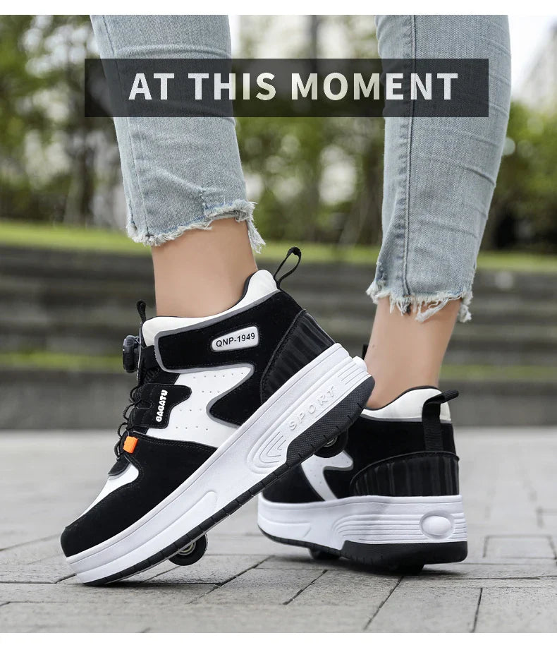 Children Junior Roller Skate Shoes Kids Sneakers with Two Boys Girls Wheels Shoes Running Adult Casual Boys Shoes size 31-42