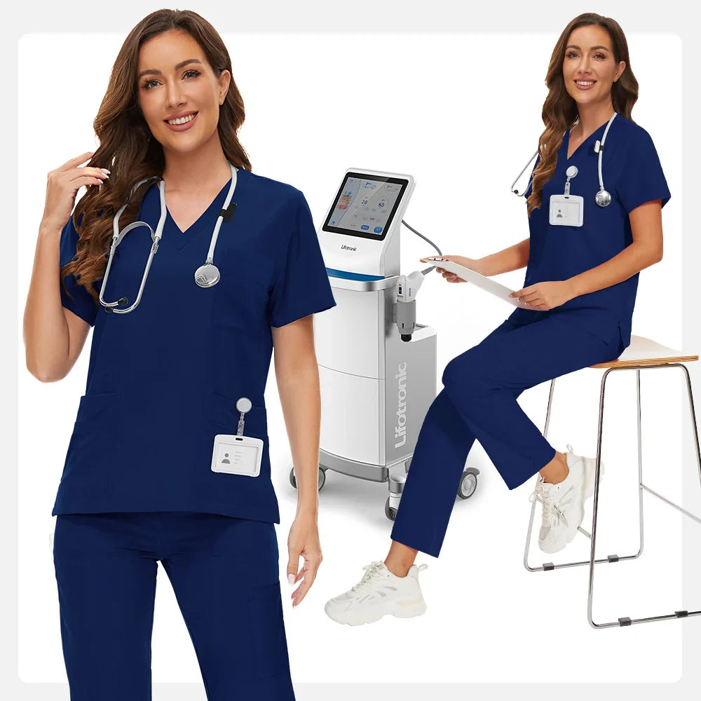 Anti Wrinkle Washable Soft Hospital Uniform Hot Sale Pet Vet Nurse Scrub Set Women Medical Scrubs Sets Women Medical Accessories