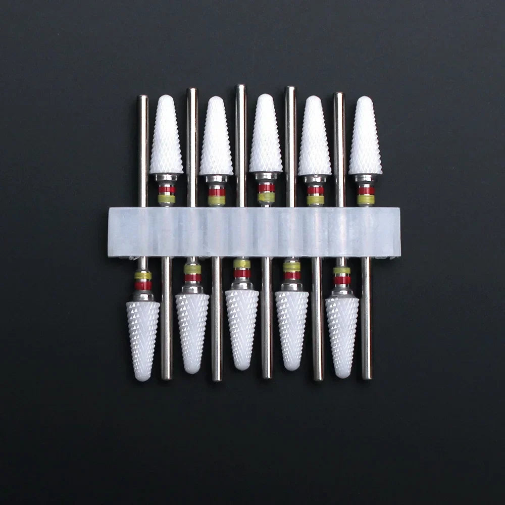 10pcs Ceramic Nail Drill Bits Set Milling Cutter for Manicure Drills Electric Nail Files Cuticle Remove Nail File Art Tools