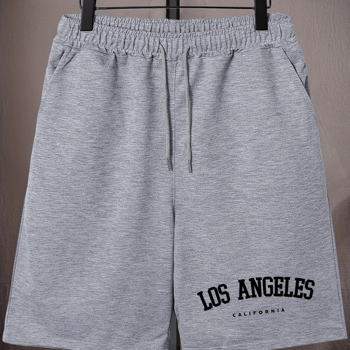 Los Angeles' Print Men's Loose Large Drawstring Casual Minimalist Shorts  Streettshirt Individual Casual Clothes