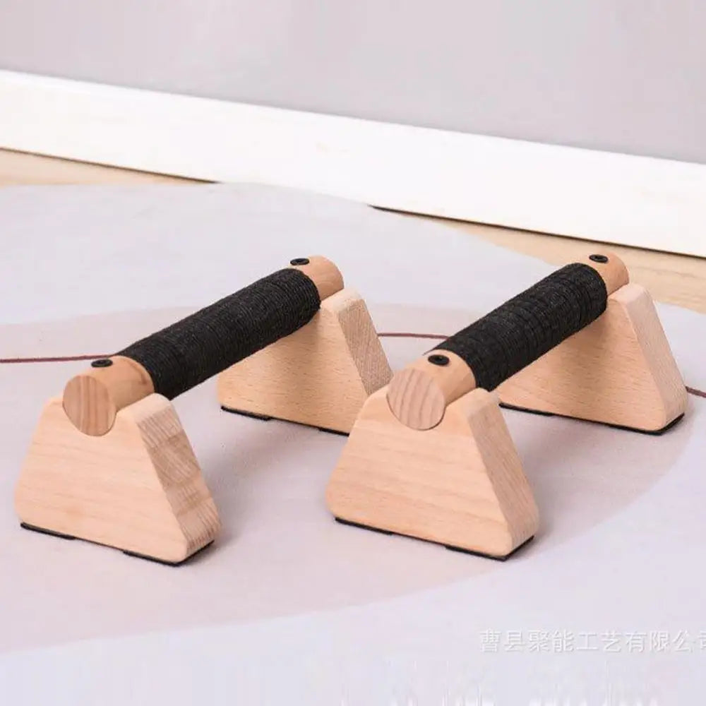 2PCS Solid Wood Push Up Bar Pull Up Stand Handles Parallettes Handles Exercise Equipment For Home Wood Parallettes Bar