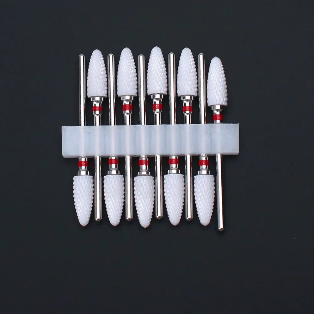 10pcs Ceramic Nail Drill Bits Set Milling Cutter for Manicure Drills Electric Nail Files Cuticle Remove Nail File Art Tools