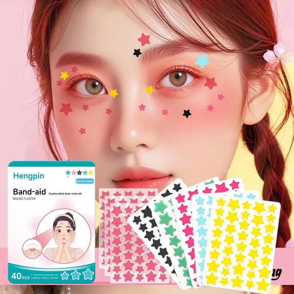 40/200Pcs Repair Acne Patch Fade Blemishes Pimple Marks Closed Acne Blemishes Hydrocolloid Star Shaped Cover Acne Pimple Patch