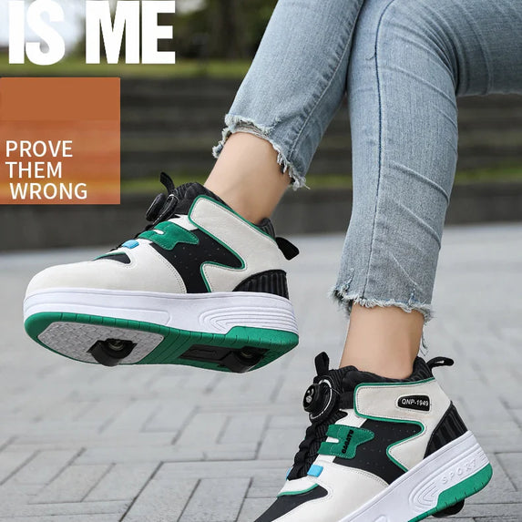 Children Junior Roller Skate Shoes Kids Sneakers with Two Boys Girls Wheels Shoes Running Adult Casual Boys Shoes size 31-42