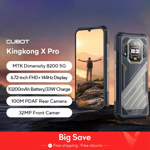 [World Premiere] CUBOT KINGKONG X PRO, Rugged Smartphone 5G, Dimensity 8200, 4nm, 3.1GHz, 144Hz 6.72" Screen, 10200mAh, 24+256GB