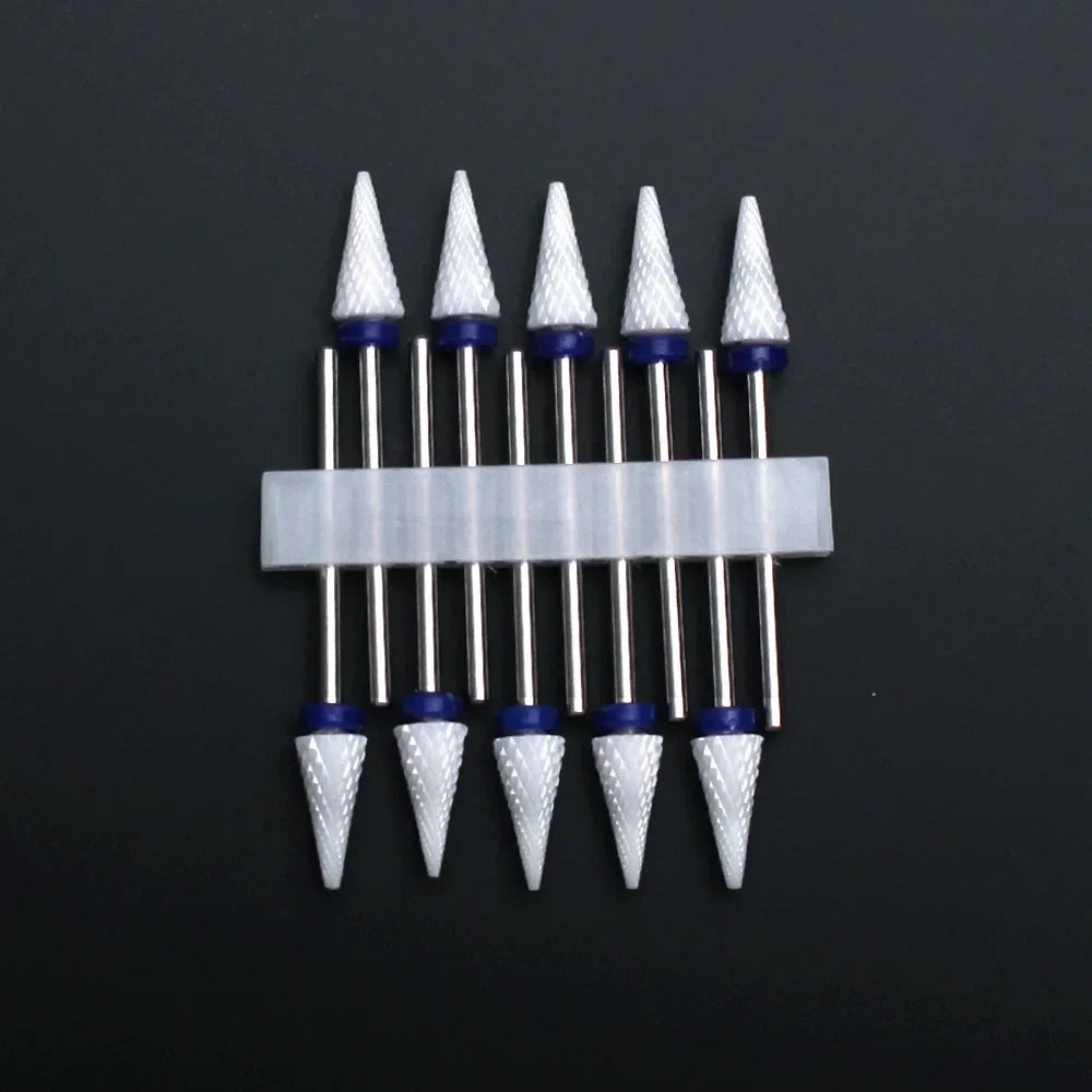 10pcs Ceramic Nail Drill Bits Set Milling Cutter for Manicure Drills Electric Nail Files Cuticle Remove Nail File Art Tools